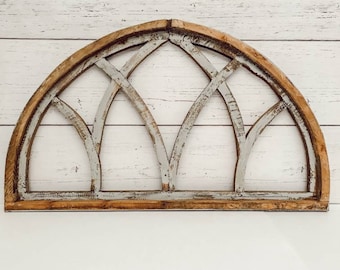 Arched wood frame for mantel, over fireplace, doorway, closet, pantry.