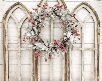 Cathedral Farmhouse Style Christmas Wood Window Frame