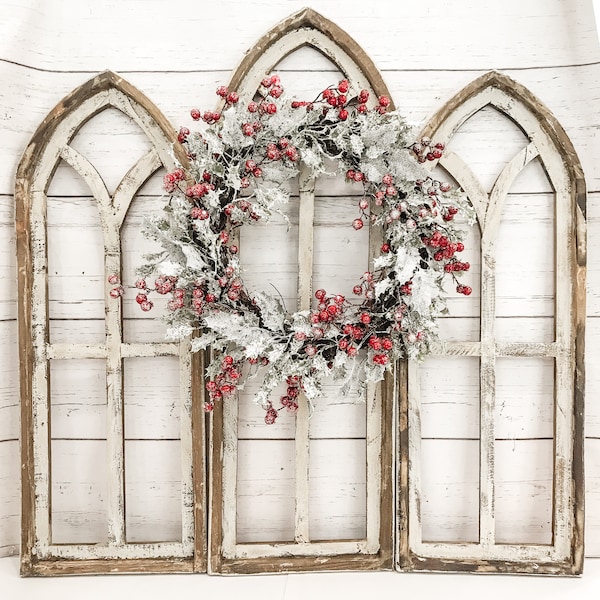 Cathedral Farmhouse Style Christmas Wood Window Frame