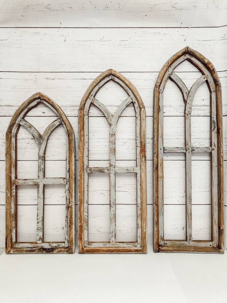 Cathedral Farmhouse Style Christmas Wood Window Frame image 6