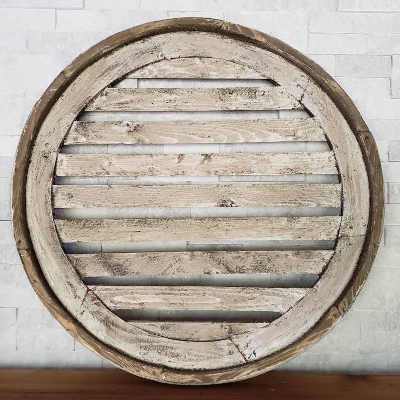 Round Wood Wall Decor Farmhouse Window Frame Etsy