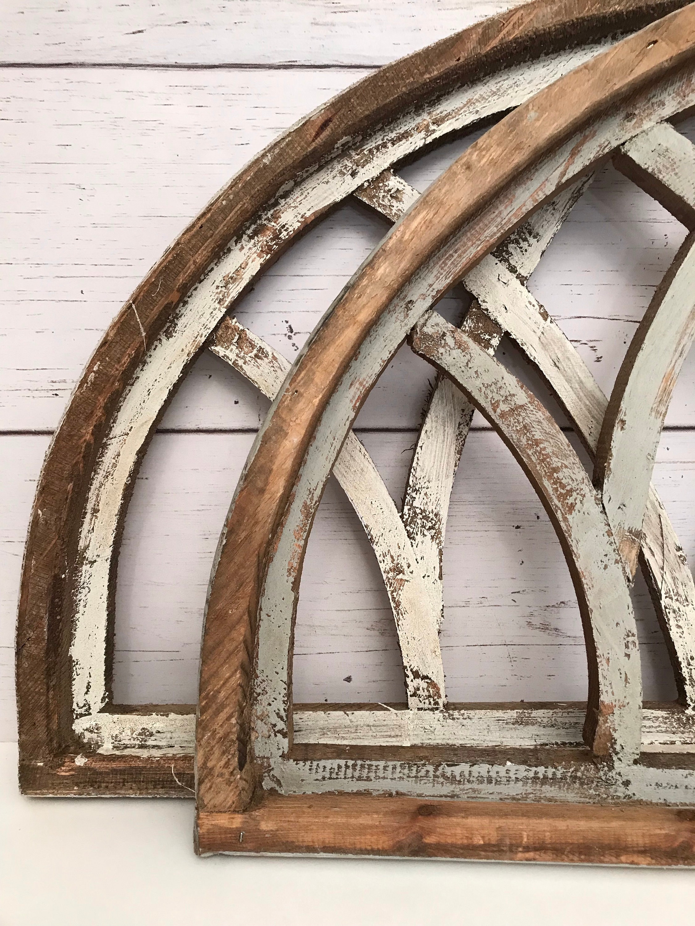 Reclaimed Wood Arch Window Frame With Wreath Addon Magnolia Etsy