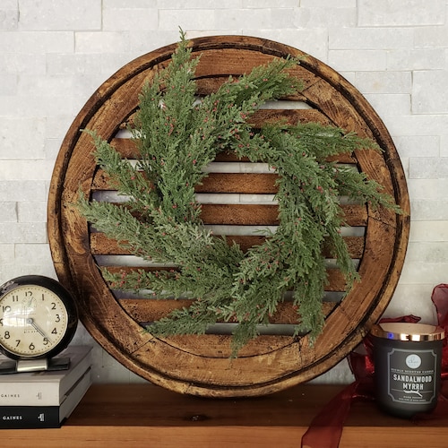 Round Wood Wall Decor Farmhouse Window Frame Etsy