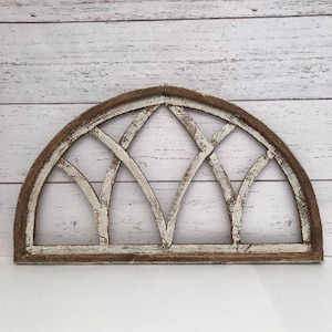 Reclaimed Wood Arch Window frame with Wreath Add-on, Magnolia Wreath, Boxwood Wreath,