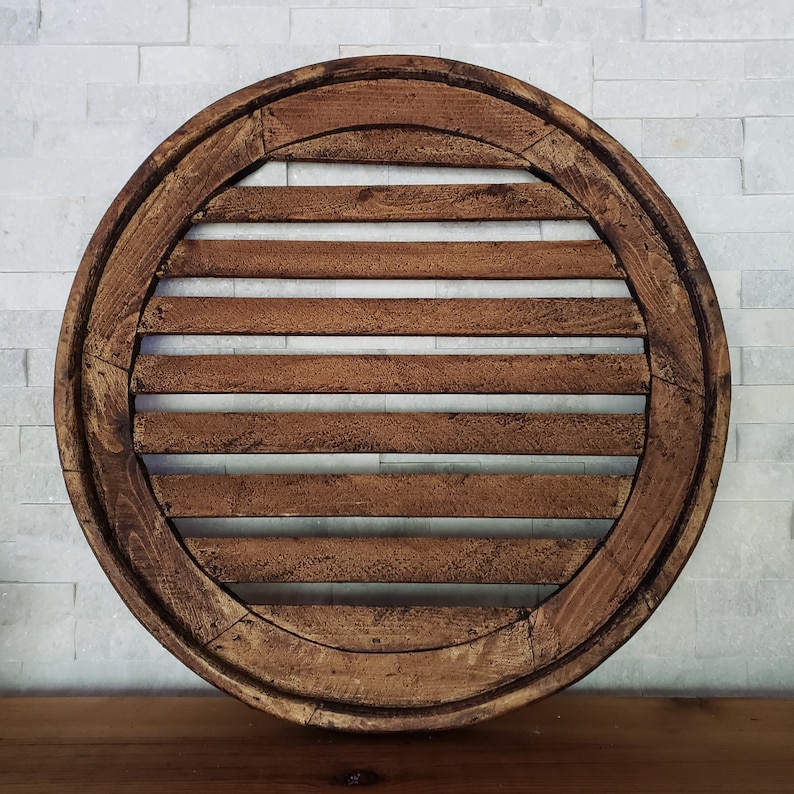 Round Wood Wall Decor Farmhouse Window Frame Etsy