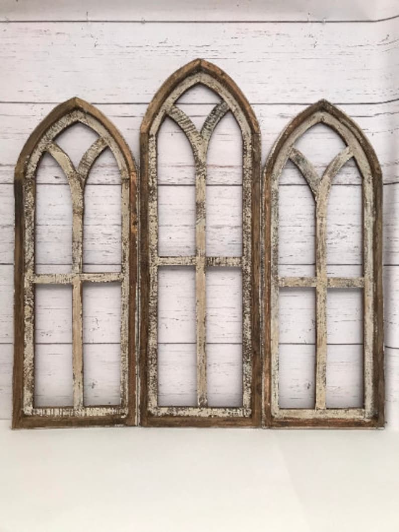 Cathedral Farmhouse Style Christmas Wood Window Frame image 5