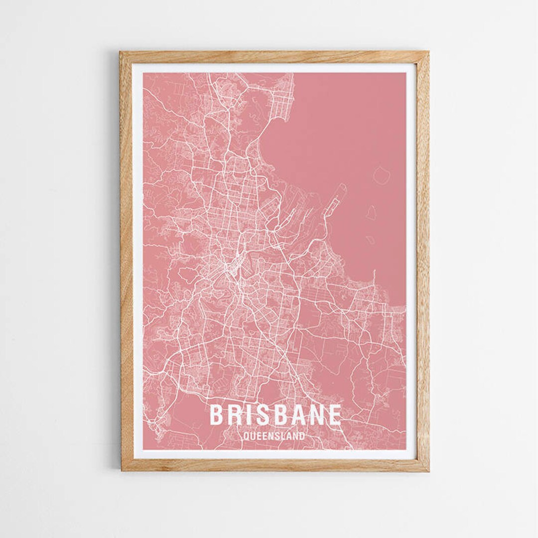 Brisbane Area Map Print / Australia / City Print / Australian Etsy