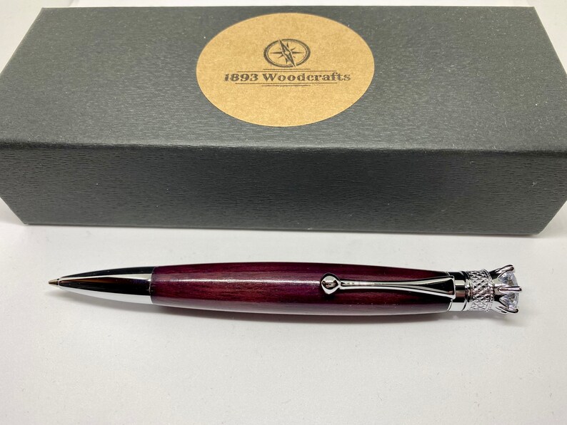 Crown Jewel Twist Pen in Chrome Made from Purpleheart