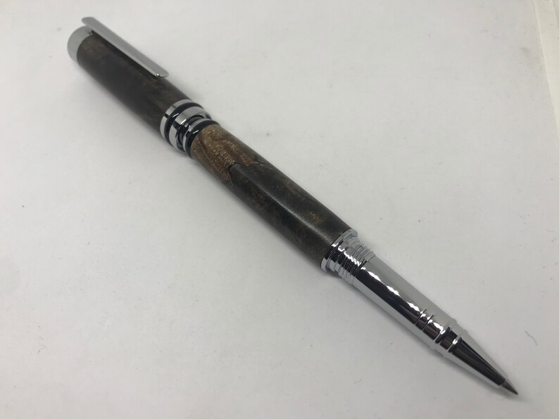 Cameron Rollerball Pen in Chrome Made from Dyed Maple Burl