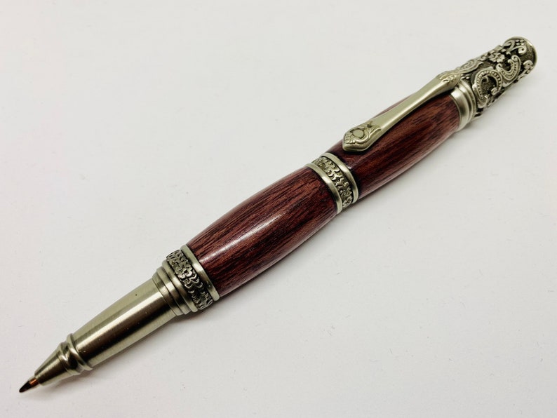 Victorian Twist Pen with an Antique Pewter Finish Made from Purpleheart