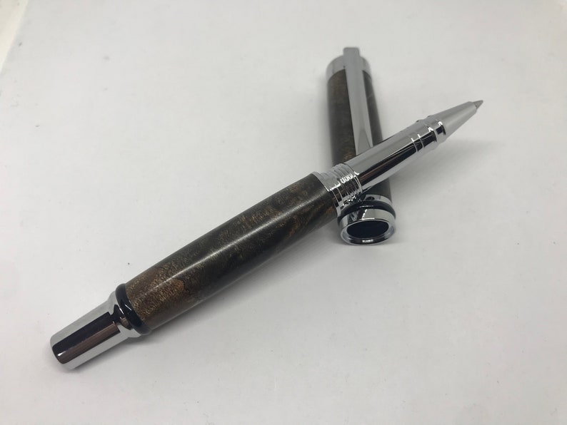 Cameron Rollerball Pen in Chrome Made from Dyed Maple Burl