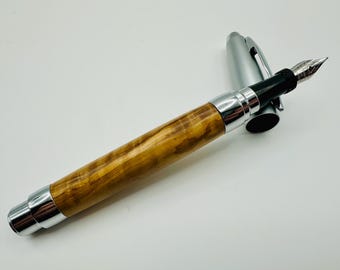Fountain Pen With Metal Cap Made with Curly Maple