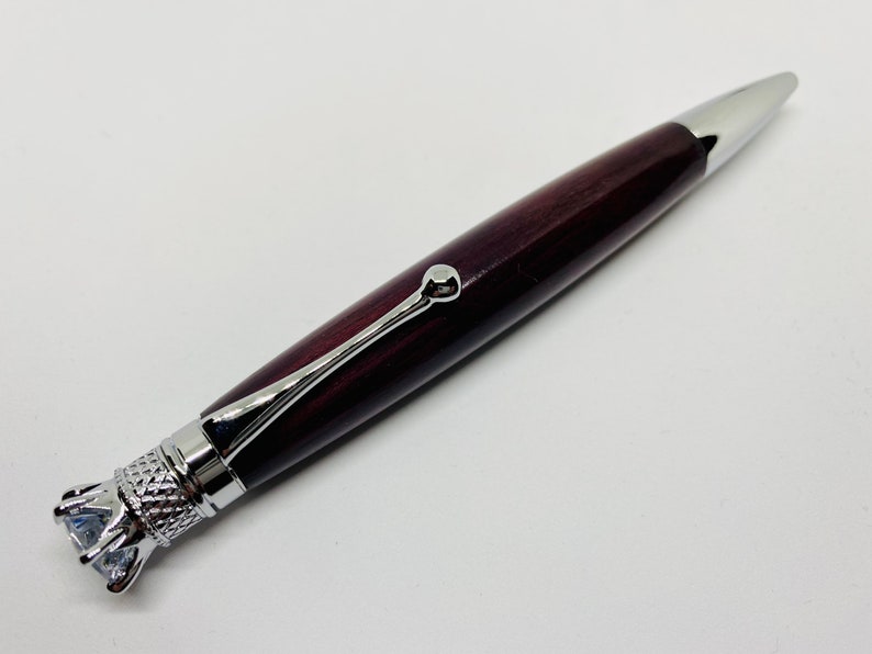 Crown Jewel Twist Pen in Chrome Made from Purpleheart