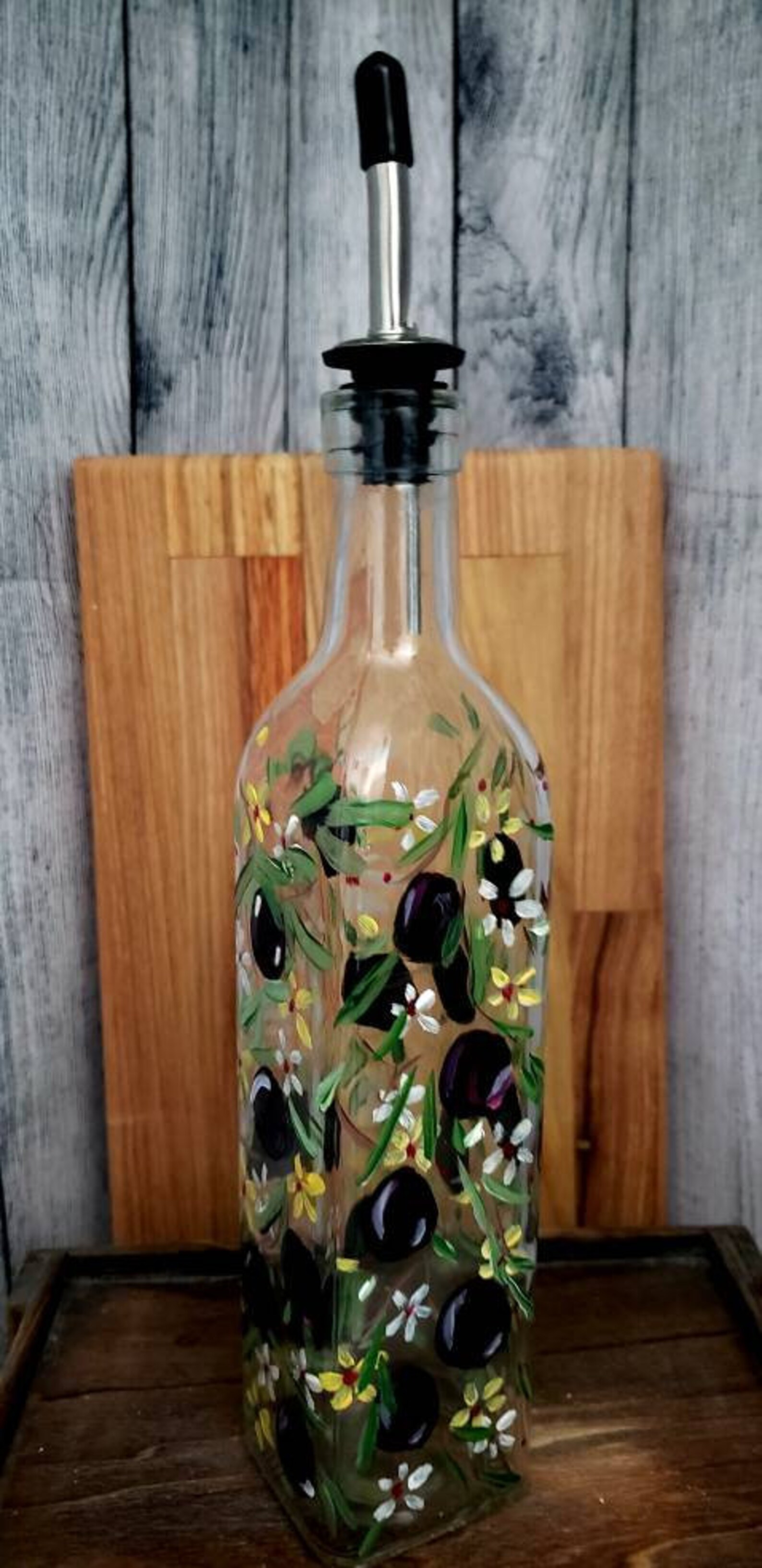 Hand Painted Olive Oil Dispenser Olives House Warming Gift Etsy