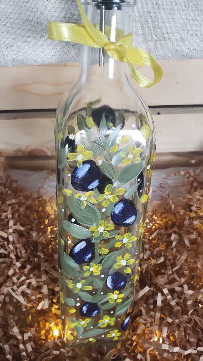 Hand Painted Olive Oil Dispenser Olives House Warming Gift Etsy