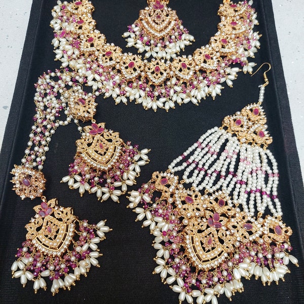 Pakistani bridal jewellery wedding necklace earrings tika jhumer set customised bespoke bridal set Asian Indian jewellery