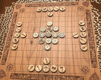 Laser Engraved Wooden Norwegian Hnefatafl, Welsh Tawlbwrdd & modern Skjaldborg Board Game