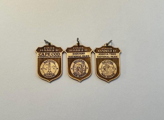 Wooden Bark Ranger Badge: Laser Engraved National Park Dog Tag