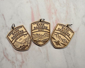 Wooden Canadian Bark Ranger Badge: Laser Engraved National Park Dog Tag