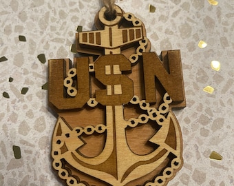 Wooden Chief Anchor Christmas Ornament