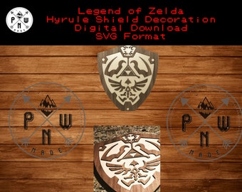 Digital Design SVG Laser File laser Pattern - Wooden Legend of Zelda Hyrule Shield template Laser SVG