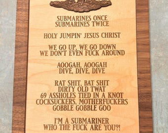 US Navy Submarine Song Plaque