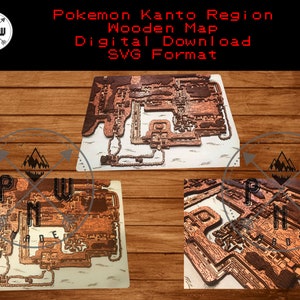 Digital Design SVG Laserdatei Lasermuster - Hölzerne Pokemon Kanto Region Map Vorlage Laser SVG