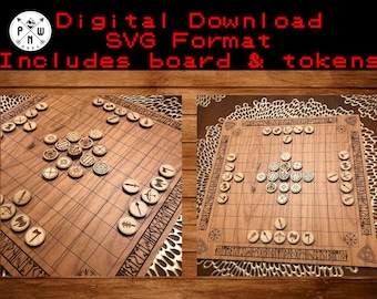 Hnefatafl Board Game Digital File Laser Template Laser Engraved Glowforge SVG Dremel Muse