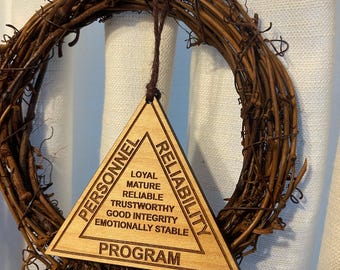Wooden PRP Personnel Reliability Program Ornament Navy Missile Tech Air Force