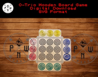 O-Trio bordspel lasergesneden bestand: houten spel SVG (digitale download)