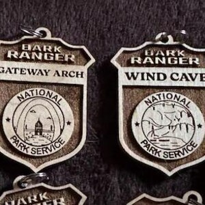 Wooden Bark Ranger Badge: Laser Engraved National Park Dog Tag image 4