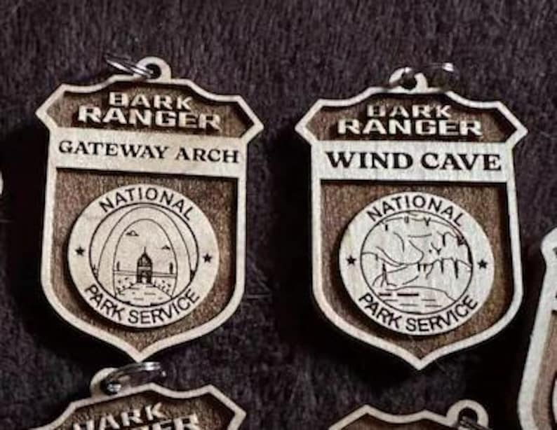 Wooden Bark Ranger Badge: Laser Engraved National Park Dog Tag image 4