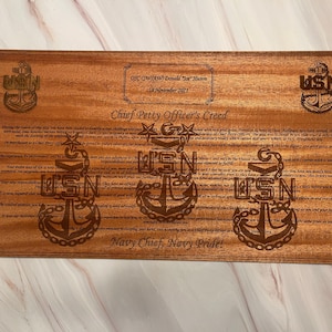 US Navy Chief Petty Officers Creed plaque CPO initiation season selection gift