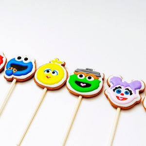 Sesame Street Inspired Cookie Pops - Sesame Street Birthday Party Favors - Sesame Street Cake Cookie Toppers