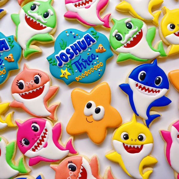 Baby Shark Inspired Sugar Cookies-Baby Shark Party Favors