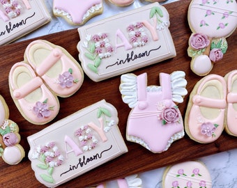 Baby Girl Cookies - Baby Shower Cookies- Baby in bloom Cookies