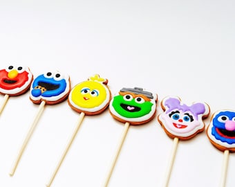 Sesame Street Inspired Cookie Pops - Sesame Street Birthday Party Favors - Sesame Street Cake Cookie Toppers