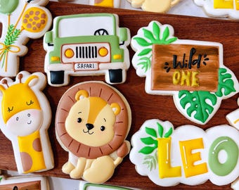 Safari Cookies | Wild One Cookies | Jungle Birthday Cookies | First Birthday Cookies | Safari Baby Shower Cookies | Custom Decorated Cookies