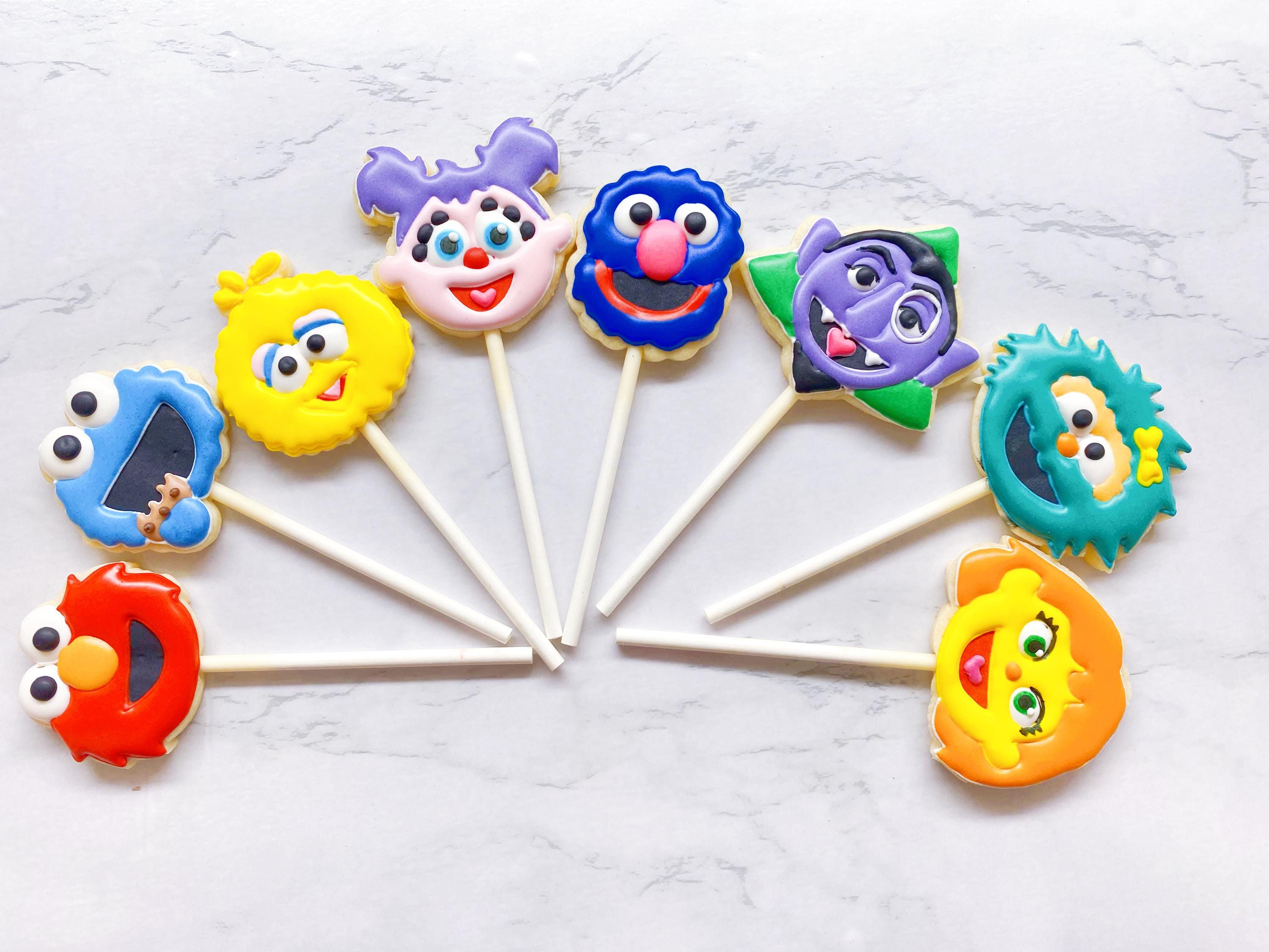 Sesame Street Inspired Cookie Pops - Sesame Street Birthday Party Favors - Sesame Street Cake Cookie Toppers