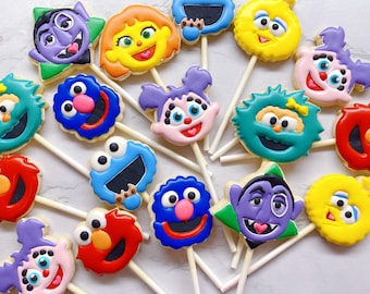 Sesame Street Inspired Cookie Pops | Sesame Street Birthday Party Favors | Sesame Street Cake Cookie Toppers| Sesame Street Inspired Cookies