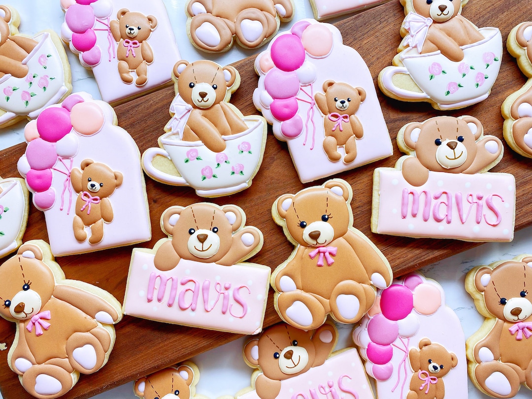 Customizable Teddy Bear Sugar Cookies We Can Bearly Wait Baby Shower