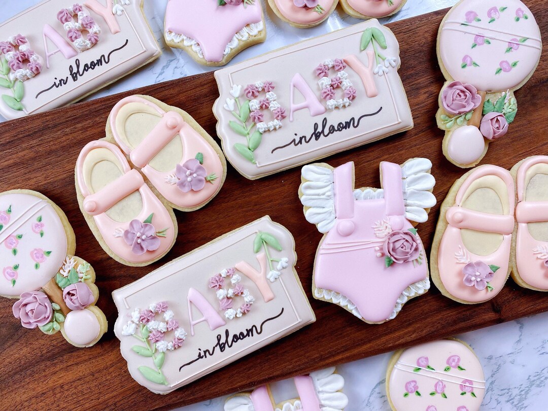 Baby Girl Cookies Baby Shower Cookies Baby in Bloom Cookies Etsy