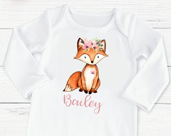 GCB-31 Girls Woodland Fox Welcome to the tribe,Sack Gown,Girls Baby Shower Gift