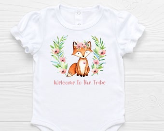 GCB-31 Girls Woodland Fox Welcome to the tribe,Sack Gown,Girls Baby Shower Gift