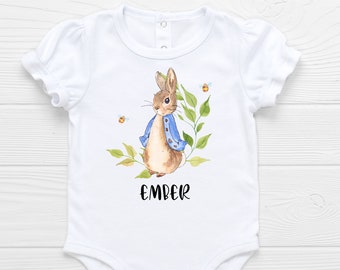 Girls Baby BodysuitPersonalized Baby GiftFloral Wreath GCB-48