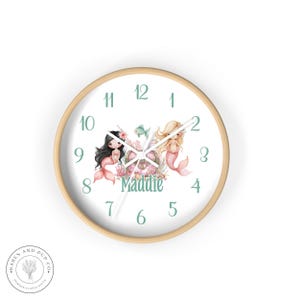 Personalized Mermaid Wall Clock, Custom Name Clock for Her , Unique Gift for Baby Shower, Nursery Wall Decor, Keepsake Gift for Her  A/35