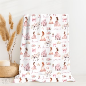Personalized Princess Blanket, Girls Birthday Gift, Personalized Keepsake, Princess Blanket, Custom Name Blanket, Nursery Decor / A41