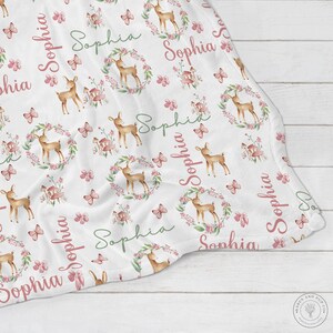 Personalized Girls Soft and Cozy Deer Blanket, Custom Name Baby Blanket for Her, Baby Shower Gift , Soft Lightweight Blanket for Baby  /A19