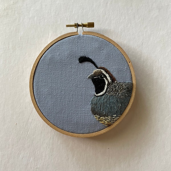 California Quail Embroidery Hoop