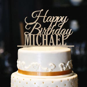 Happy Birthday Cake Topper, Custom Wood Birthday Cake Topper, Personalized Birthday Party Cake Topper, Wood Cake Topper